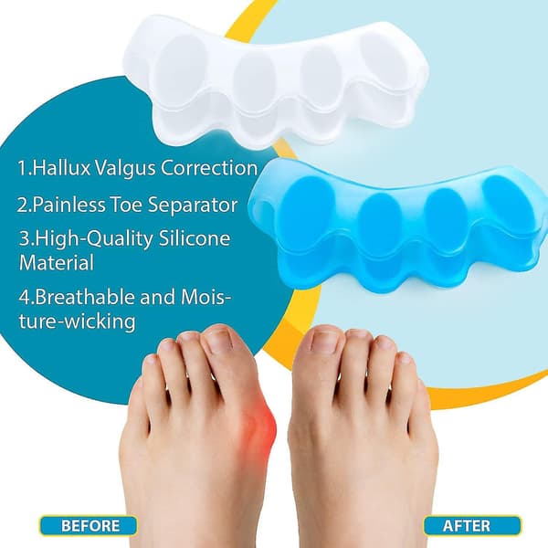 Toe Separators, 4 Pairs Soft Gel Toe Spreaders for Bunion Correction, Toe