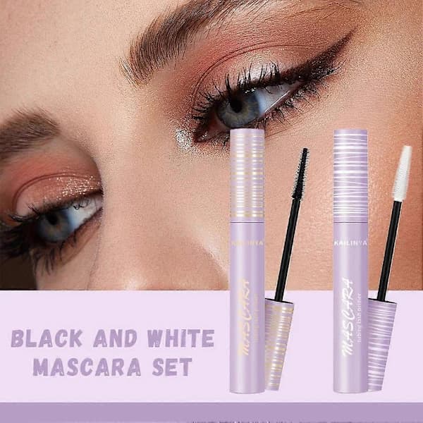 Two-tone Black and White Mascara Set for Extension and Volume 8ml Smudge-proof Formula WHITE+BLACK 2pcs