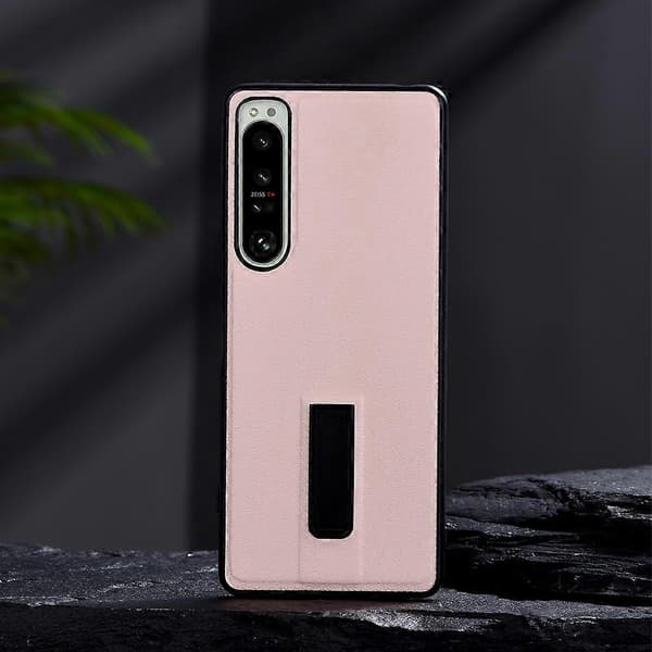 For Sony Xperia 5 II PC + Leather Texture Protective Phone Case with Metal Holder
