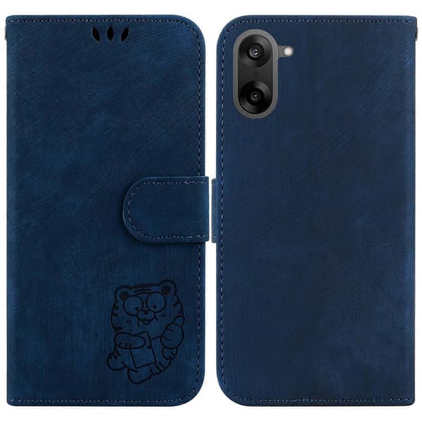 Small Tiger Embossed Leather Phone Case (For OnePlus Ace 5 Racing / Nord CE5)