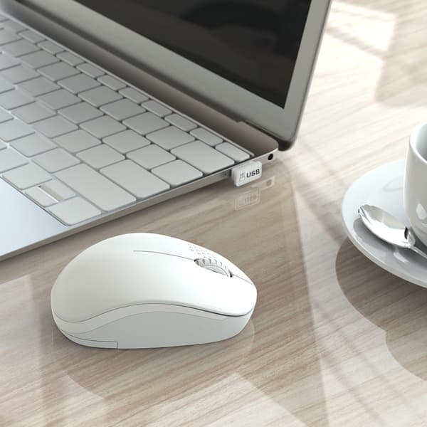 Mini Wireless Mouse, 2.4G Silent Mouse with USB Receiver - Portable Computer Mice for PC, Tablet, Laptop with Windows System (White)
