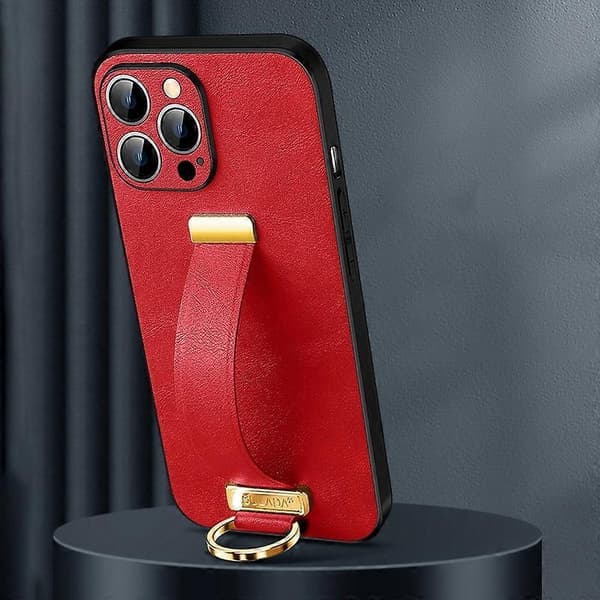 SULADA Tide Cool Series PC + Leather Texture Skin Feel Phone Case (Red, For iPhone 15 Pro)