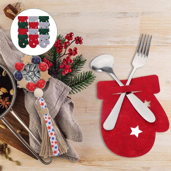 Julbestickhållare för köket 12 st julbestickfickor