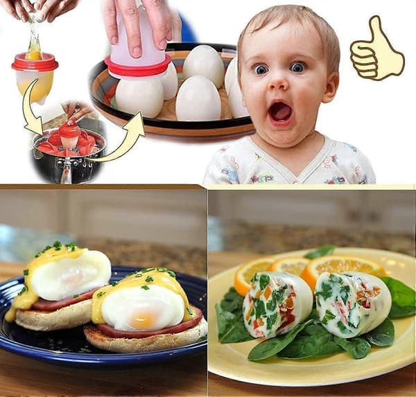 Silicone Egg Cooker Without Shell, Non-Stick Egg Mold for Hard-Boiled Eggs, Smaller Eggs, for Steamer and Oven BPA-Free, 6 Set for Easter Gift ZeGoods