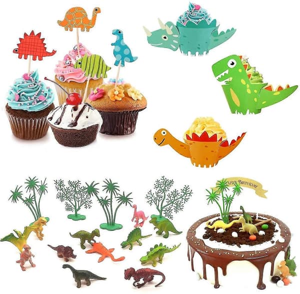 Dinosaur Cupcake Wrappers Dinosaur Muffin Bageform Kagepynt Dinosaur Børnefødselsdag