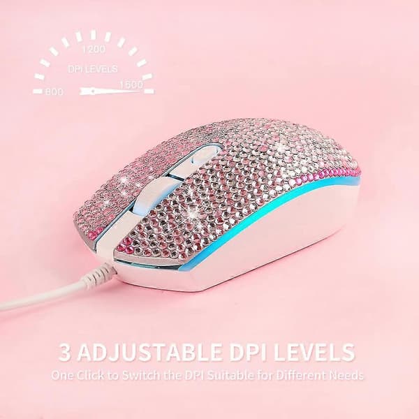 Farverig Rhinestone Mus Ergonomisk Kablet Mus Til Notebook Laptop Computer Pc