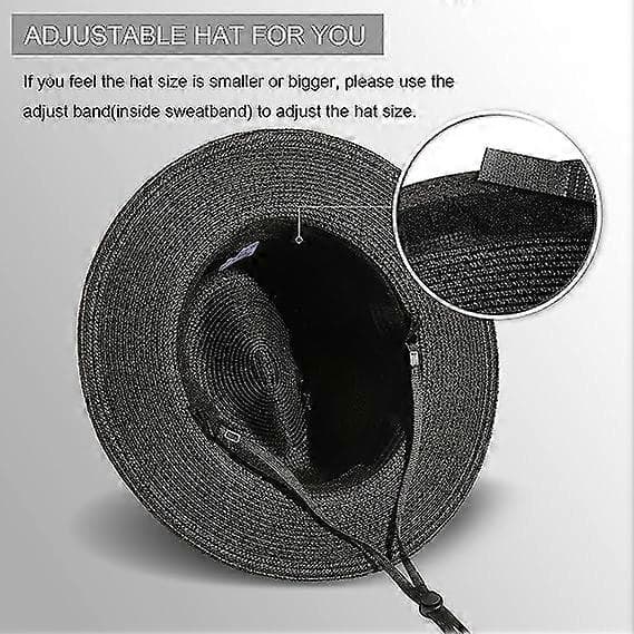 Dame Bredskygget Strå Panama Roll Hat Bæltespænde Fedora Strand Solhat