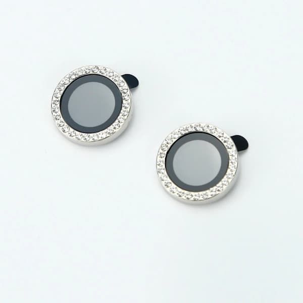 Sparkling Diamond Eagle Eye Camera Lens Protector, Compatible with iPhone 17 - Silver Rhinestone Tempered Glass Lens Cover