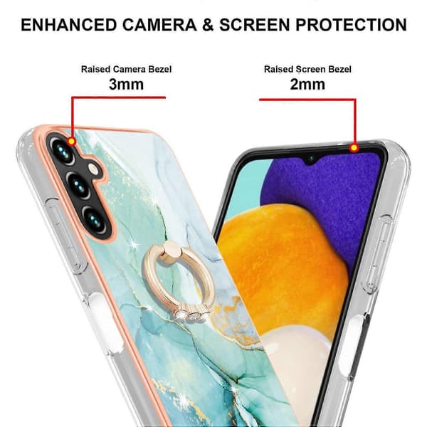 Case for Samsung Galaxy A54 5G with Ring Kickstand Marble Pattern Electroplating TPU Back Cover (Green, Green 003)