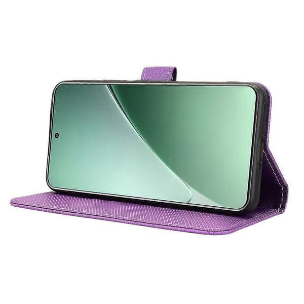 Til Xiaomi 15 Etui PU Læder Diamant Tekstur Pung Telefonbeskyttelse (Lilla)