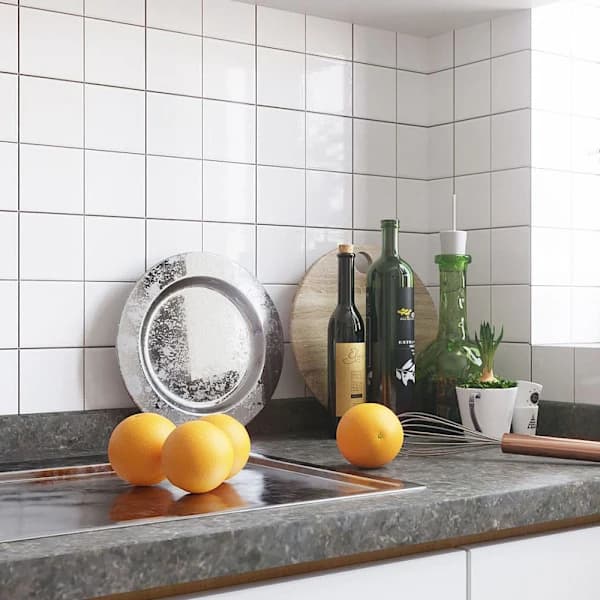 Dekorative keramiske fliser, sæt med 24, sorte, blanke, 150x150 mm