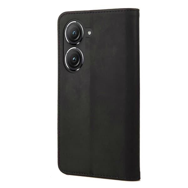 Til Asus Zenfone 9 Hudfølelse Splittet Læder Telefoncover (Sort)
