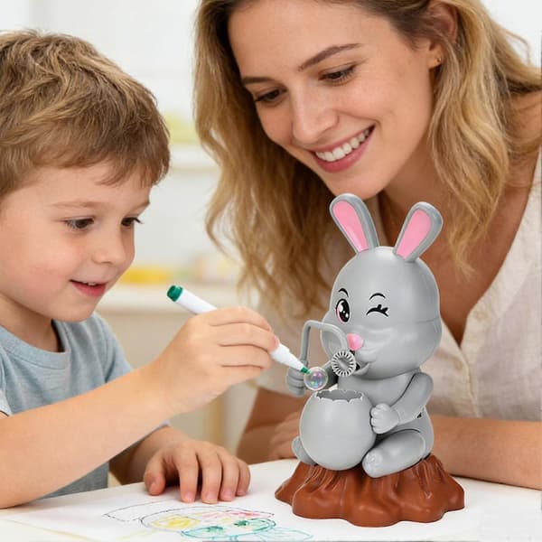Rabbit Bubble Machine with Music Light Rechargeable Automatic Bubble Maker for Kids Party Easter Festival Decoration