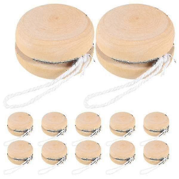 12 stk. Træ Yo-yo Bolde Ufærdige Yo-yo Bolde Børn Diy Yo-yo Bolde Håndmaleri Yo-yo Bolde-ZZY_Særlige gaver