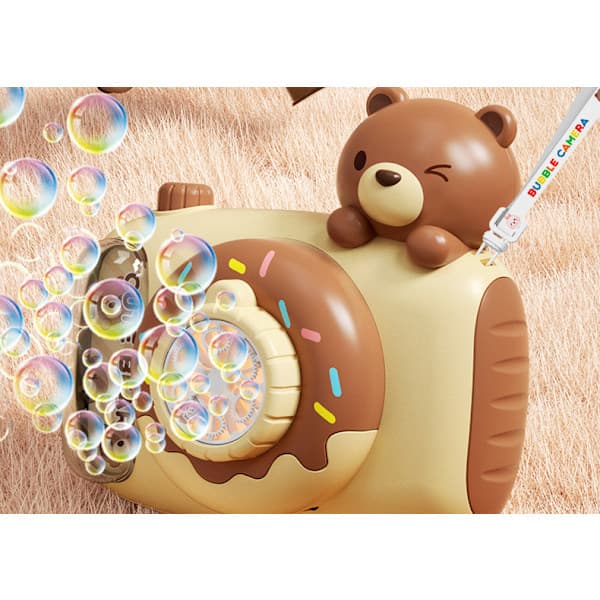 Eagle Stone Easter Bunny Bubble Machine, Kids Camera Bubble Machine, Automatic Bubble Machine with Light, Ribbon, 2 Bubble Water Brown_Super Gift