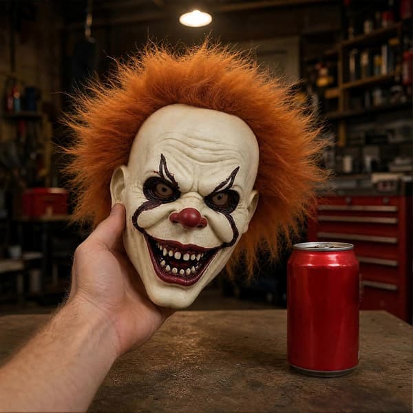 Fuldansigts Klovnemaske – Blød og Elastisk PLA – til Cosplay og Gyserudstillinger Orange