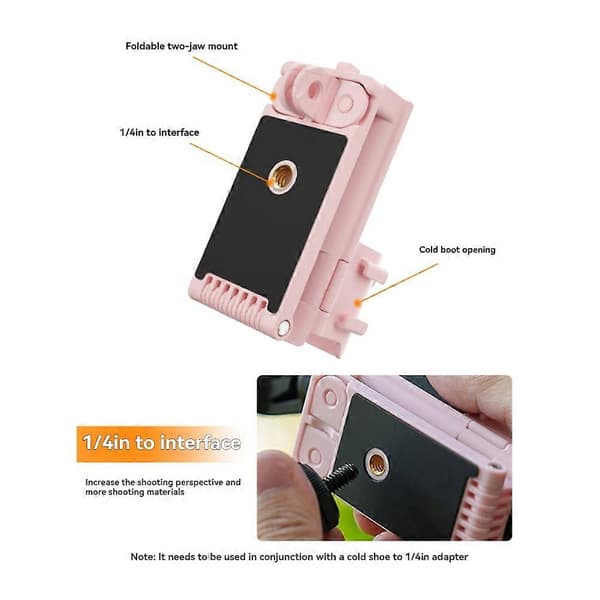 til 3 Magnetisk Beslag Monteringsbase 1/4 Kold Sko Vinkel Justerbar Skrivebordsbase Kamera Tilbehør A Pink