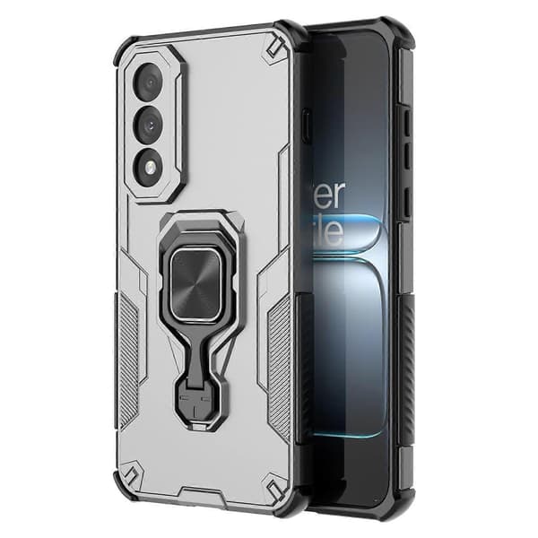 Deksler til OnePlus Nord 5 5G Roterbart Ringstativ PC+TPU Støtsikkert Telefondeksel (Titanium Grey)