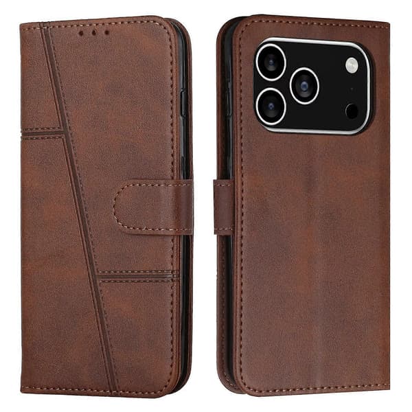 Stitched Leather Case with Buckle and Calf Texture (For iPhone 17 Pro)