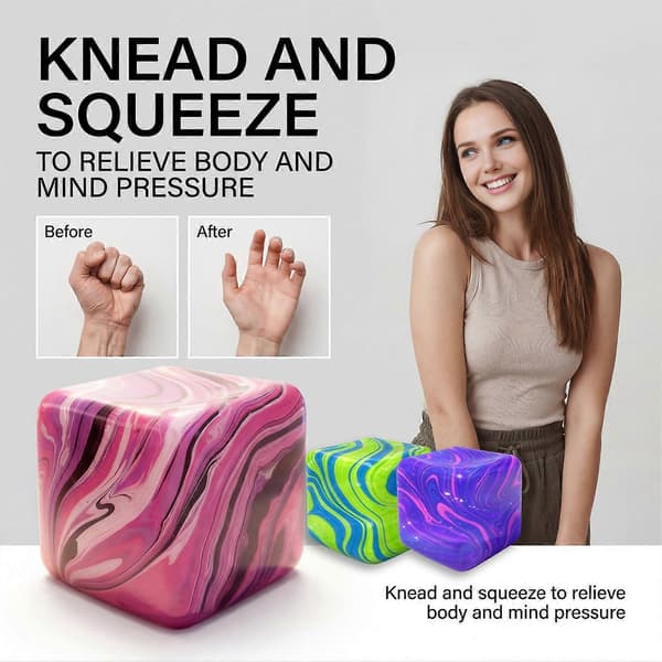 Flow Texture Stress Cube Anxiety Relief Cube Squeeze Sensory Toy Slow Rebound Decompression Stress Ball Home Office Relaxation Tool