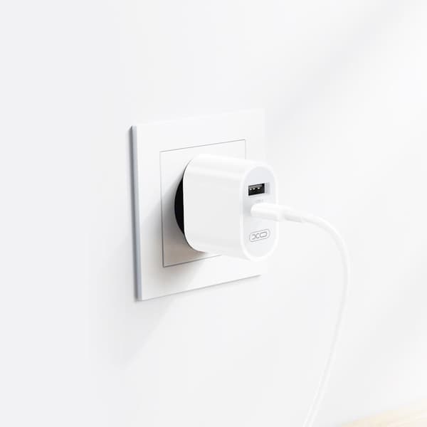 iPhone Hurtiglader Dobbelt Port USB-C Strømadapter med Ladekabel Hvid White White