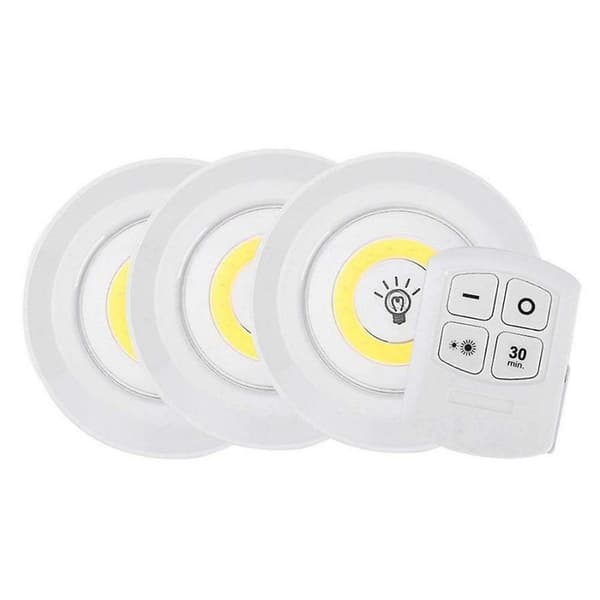 3-pack självhäftande LED-spotlight med fjärrkontroll