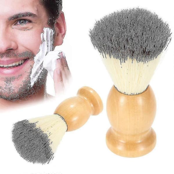 Professionel barberkost med træhåndtag (1 stk., træfarve)