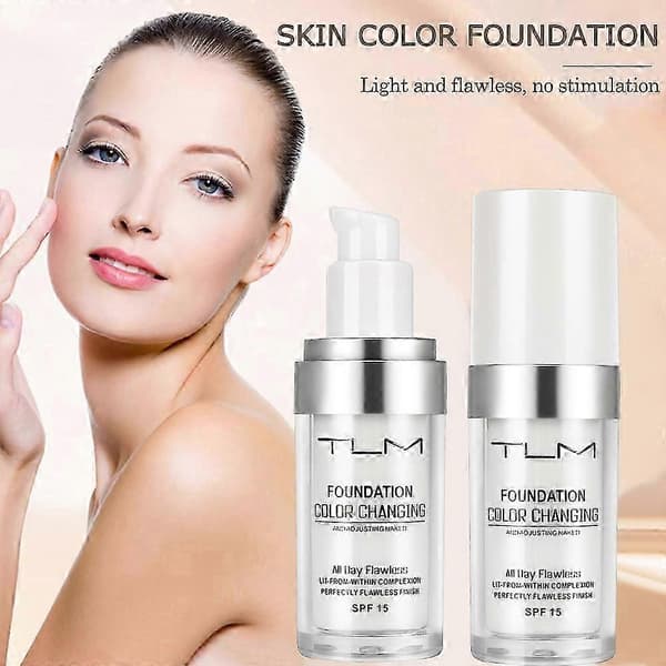 Tlm farveskiftende foundation til aldrende hud, flydende makeupbase nøgen ansigtsdækkende concealer-creme