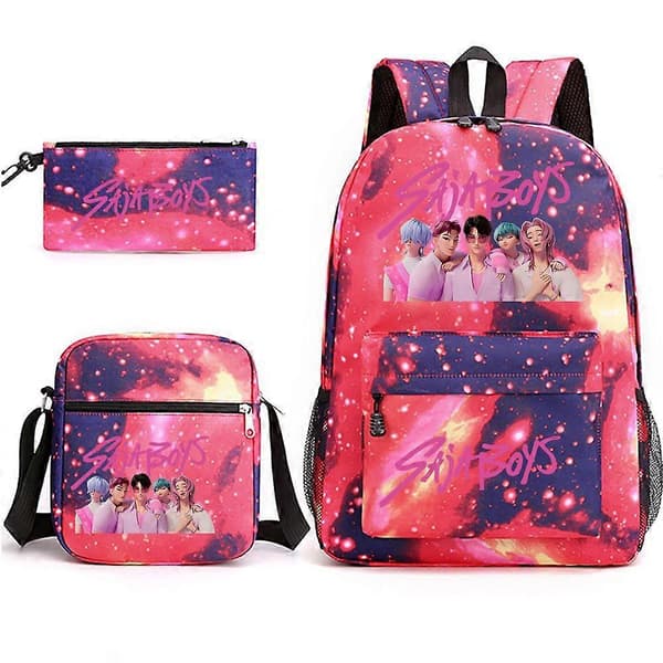 K-Pop Demon Hunters Ryggsäck, Pennfodral & Axelväska Set[JUN] Stil D Style D Starry Red