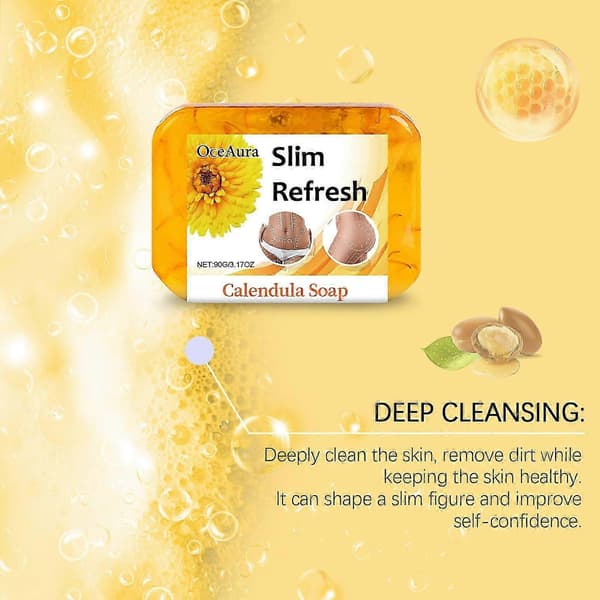Refreshing Calendula Soap - Refreshing, Light, Gentle Skin Cleanser & Shaping Cleansing Soap