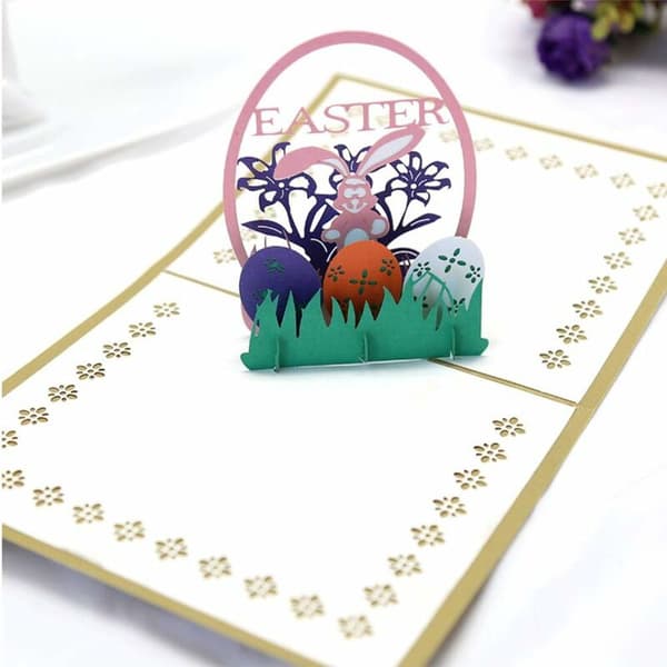 3D Easter Card - Easter Eggs - Rabbits - 3D Greeting Card - Bars, Easter Party Invitations