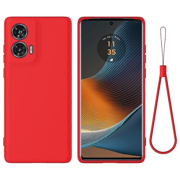 Solid Color Liquid Silicone, Drop-proof, Full Coverage, Phone Case (Red, for Motorola Edge 50 Fusion)