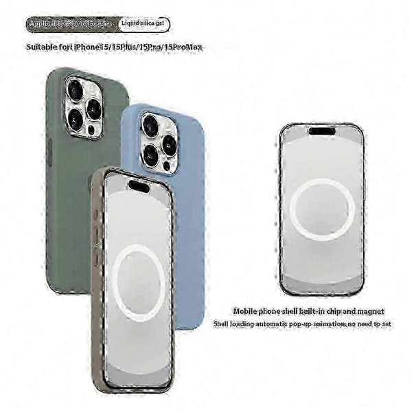 Case for iPhone 15 Pro Compatible with MagSafe Liquid Silicone Back Cover [Induction Popover] (Yellow)