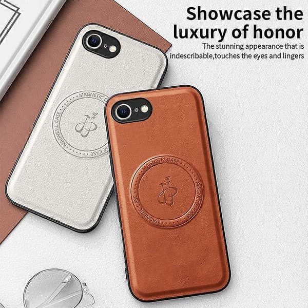 Magnetisk deksel til iPhone 16e PU + TPU + PC Bakside Støtsikkert (Brun)