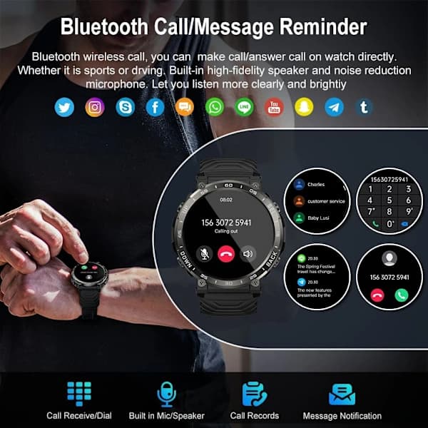 Smartklokke Herre Smartklokke med samtale - Vanntett Bluetooth Sm