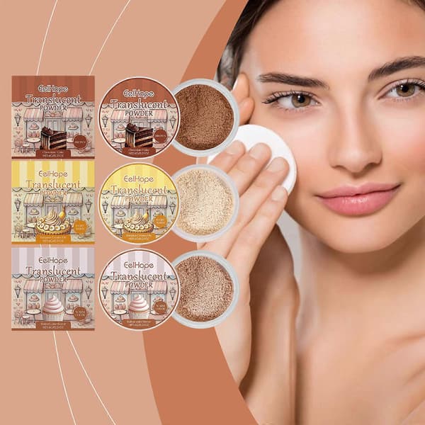 Oil Control and Not Easy to Remove Makeup Setting Powder 2 pcs Eelhope Setting Powder Series Baking Scent Light Clear
