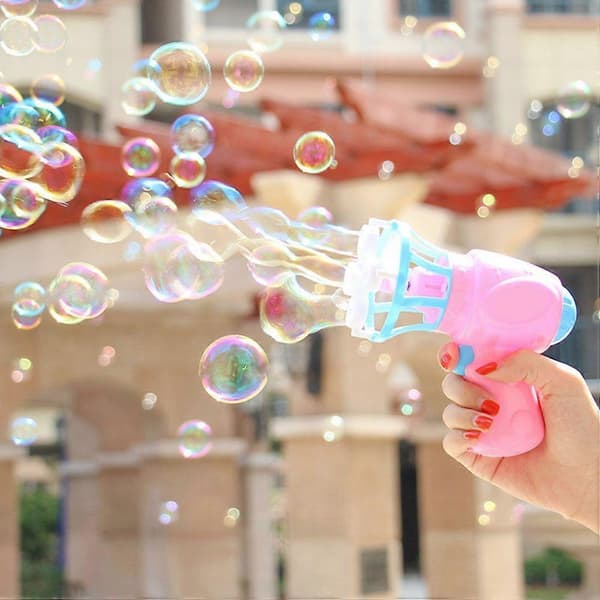 1 pc Automatic Bubble Toy Electric Fan Bubble with Bubble Water for Kids (Pink)