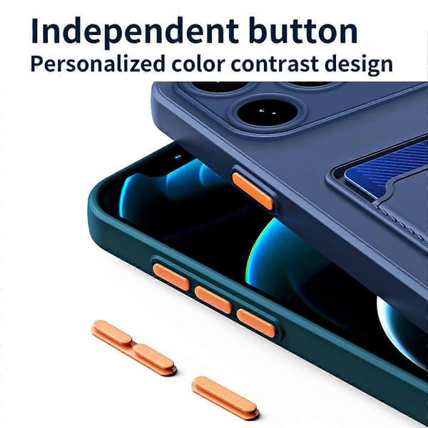 Kontrastfarvet knap TPU telefoncover til iPhone 17 Pro (sort, til iPhone 17 Pro)