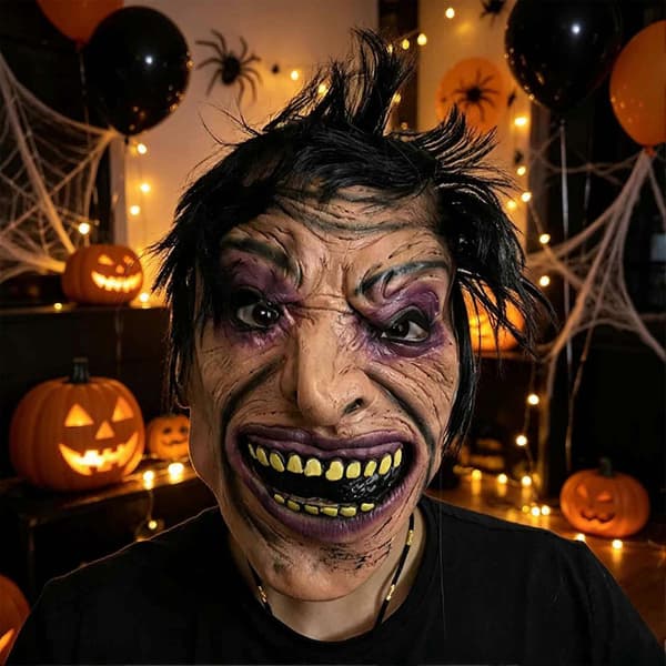 Uhyggelig Latexmaske - Ideel til Spøgelseshus - til Halloween & Temafester A