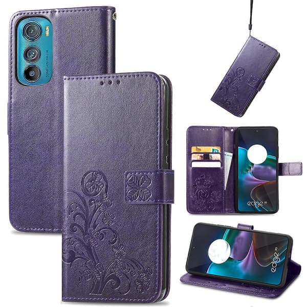 Läderfodral för Motorola Edge 30 (Lila)
