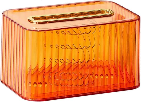 Høykvalitets Kleenex-boks Rektangulær Kleenex-boks Klar Kleenex-boks Holder Kleenex-dispenser for Hjem Baderom Soverom Kommode (Oransje)