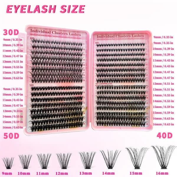 Individual False Eyelashes, Pre-made Cluster Lashes, Eyelash Extension Kit with D-curl for Beginners (30+40+50D)