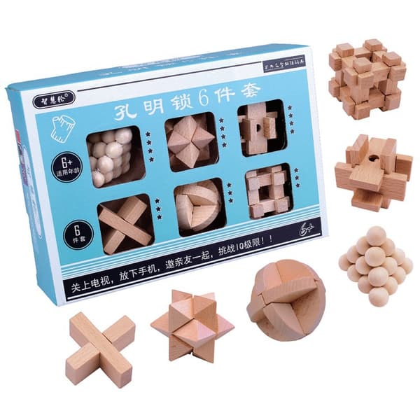 4-pack - Wooden Puzzle - Puzzle - Mind Games / Brain Teaser_Special Gift