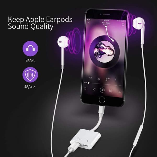 Hodetelefoner og ladeadapter Lightning x2 til Lightning