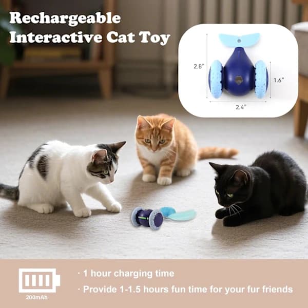 Interactive Cat Toy Mouse, Indoor Cat Toy, Automatic Cat Wheel, Rechargeable