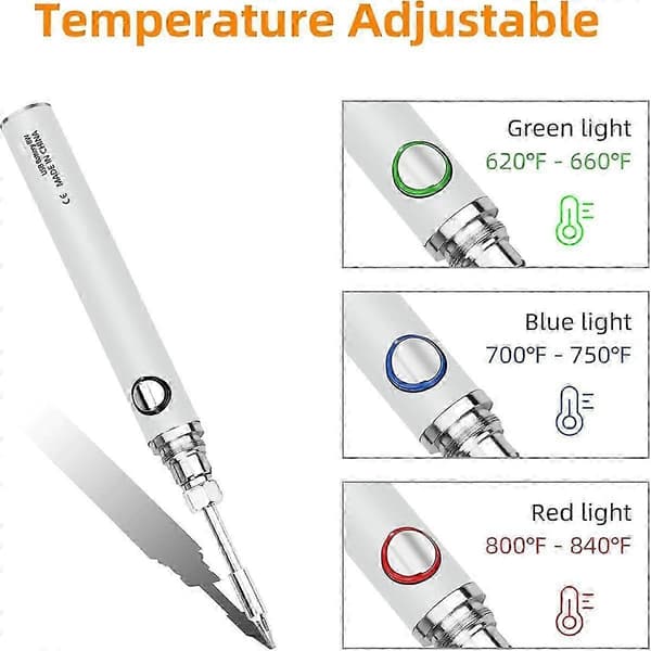 Cordless Soldering Iron Kit with Built-in 1100mAh Battery and 3 Temperature Settings
