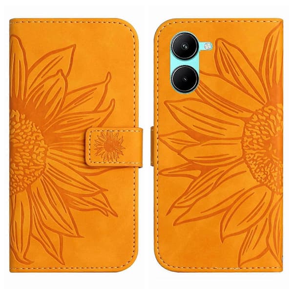 Flip Leather Phone Case with Sunflower Pattern and Lanyard for Realme 10 4G