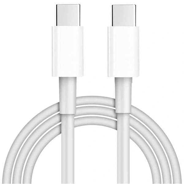 2-pakning USB-C til USB-C ladekabler, 2 meter hver, for iPhone 15/16/17, hurtiglader, hvit.