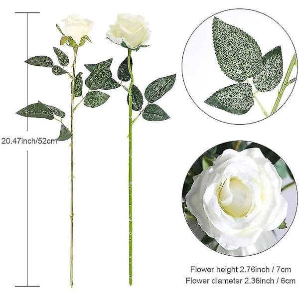 12 stk. kunstige silkeblomster realistiske roser buket lang stilk