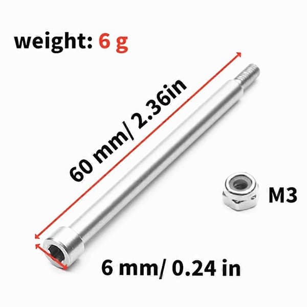 4 kpl terästä 4x56mm kierteitetyt saranatapit A-varsitapit 70510 & M3 mutteri Silver